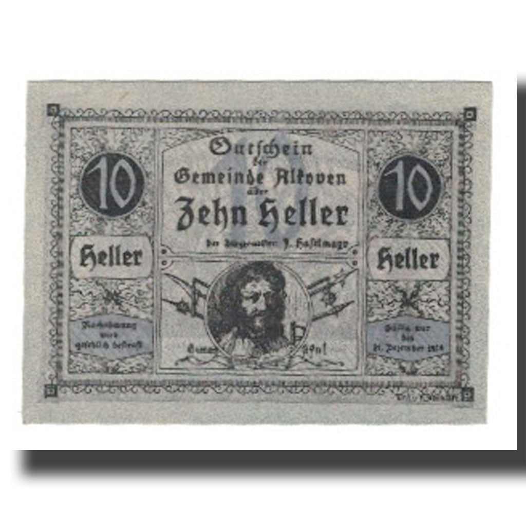 Banknot, Austria, Alkoven O.Ö. Gemeinde, 10 Heller, personnage 1, 1920