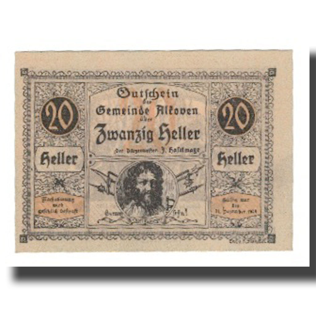 Geldschein, Österreich, Alkoven O.Ö. Gemeinde, 20 Heller, personnage 5, 1920