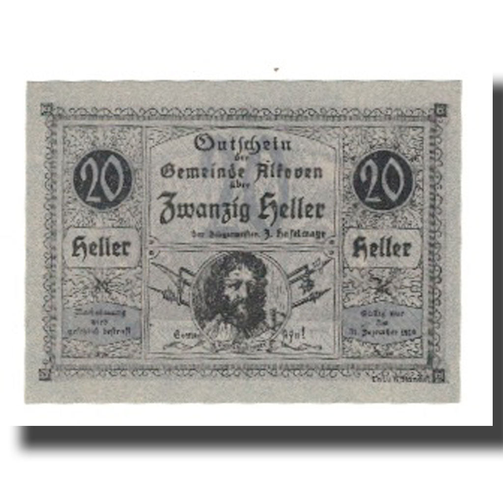 Geldschein, Österreich, Alkoven O.Ö. Gemeinde, 20 Heller, personnage 6, 1920