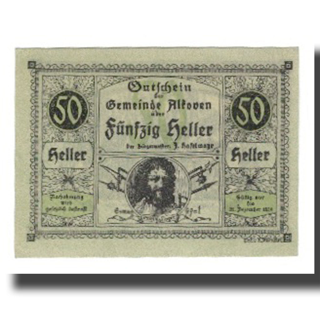 Geldschein, Österreich, Alkoven O.Ö. Gemeinde, 50 Heller, personnage 7, 1920