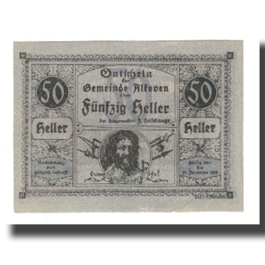 Banknot, Austria, Alkoven O.Ö. Gemeinde, 50 Heller, personnage 9, 1920