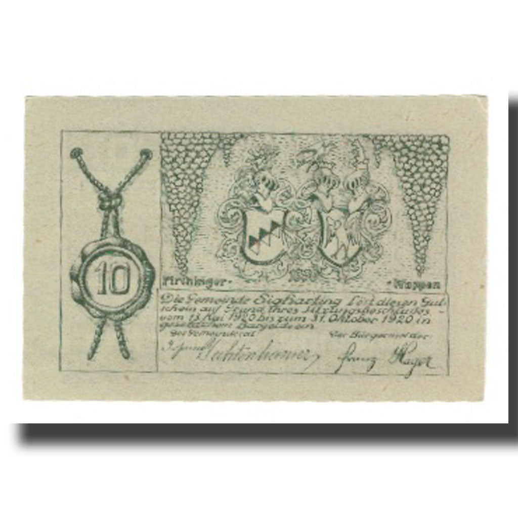 Geldschein, Österreich, Sigharting im Innviertel O.Ö. Gemeinde, 10 Heller