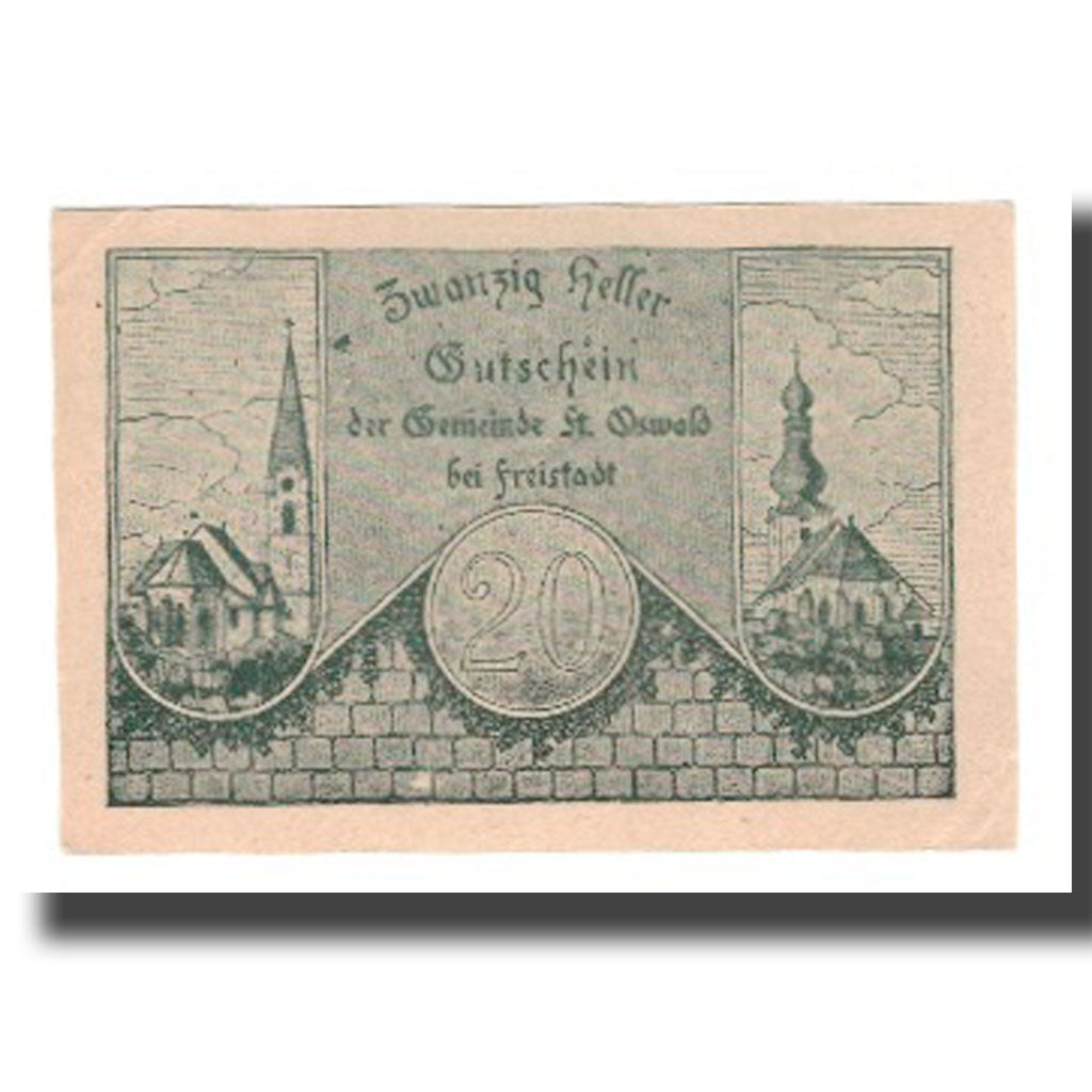 Geldschein, Österreich, St. Oswald bei Freistadt O.Ö. Gemeinde, 20 Heller
