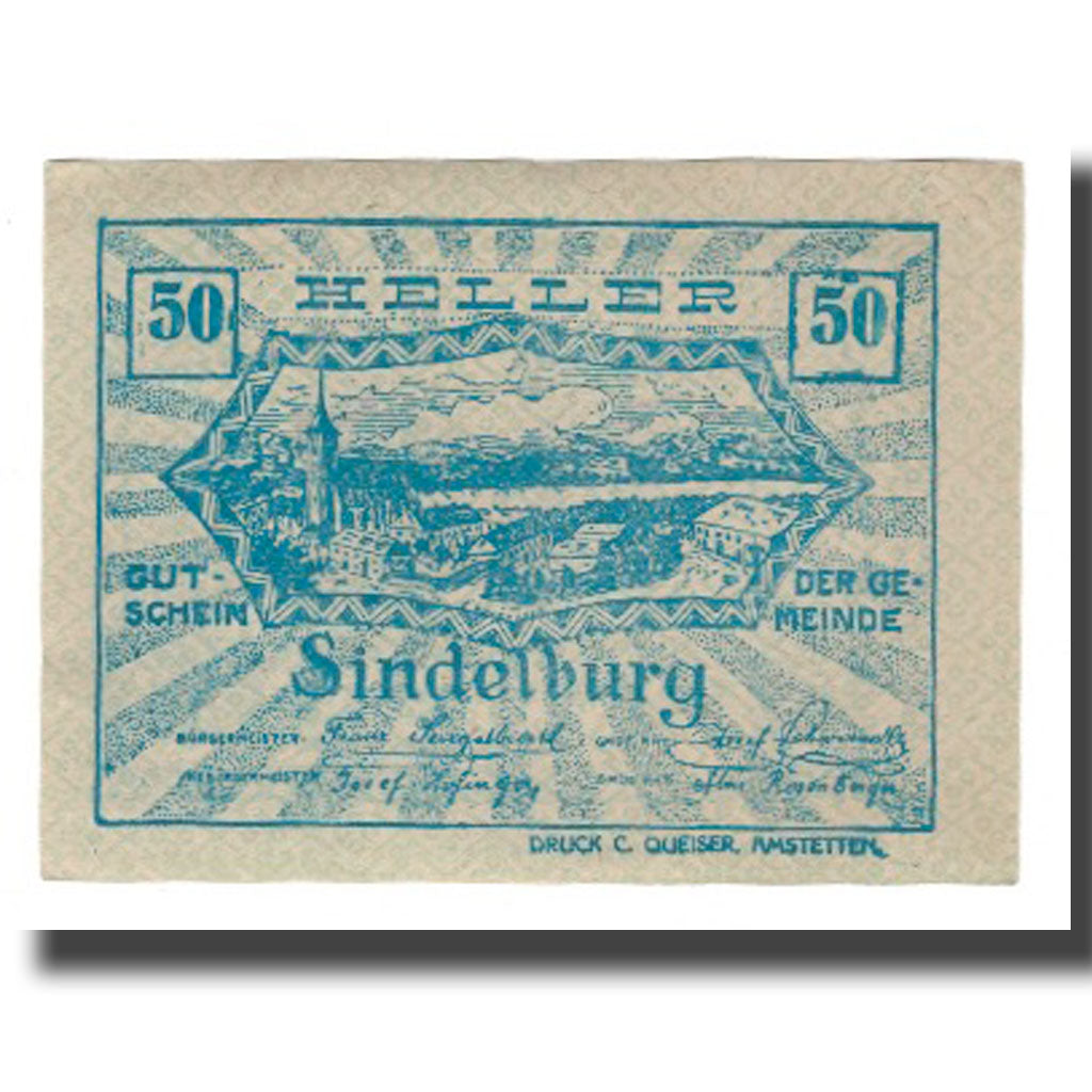 Geldschein, Österreich, Sindelburg N.Ö. Gemeinde, 50 Heller, personnage 1