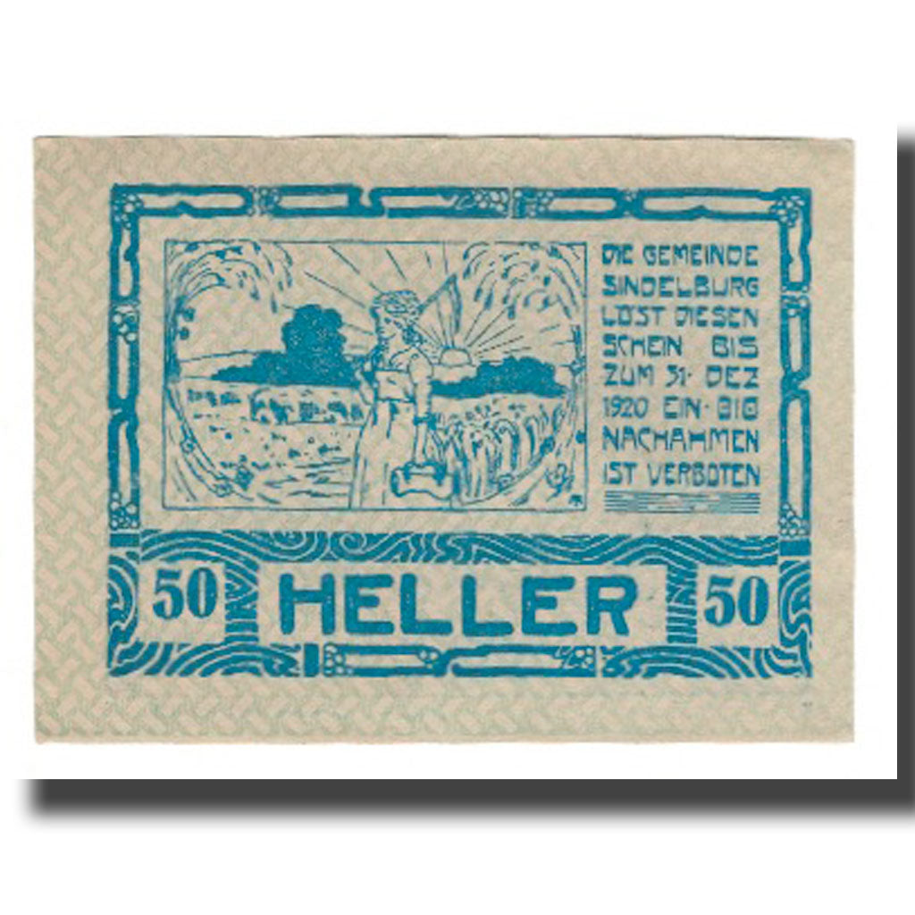 Geldschein, Österreich, Sindelburg N.Ö. Gemeinde, 50 Heller, personnage 1