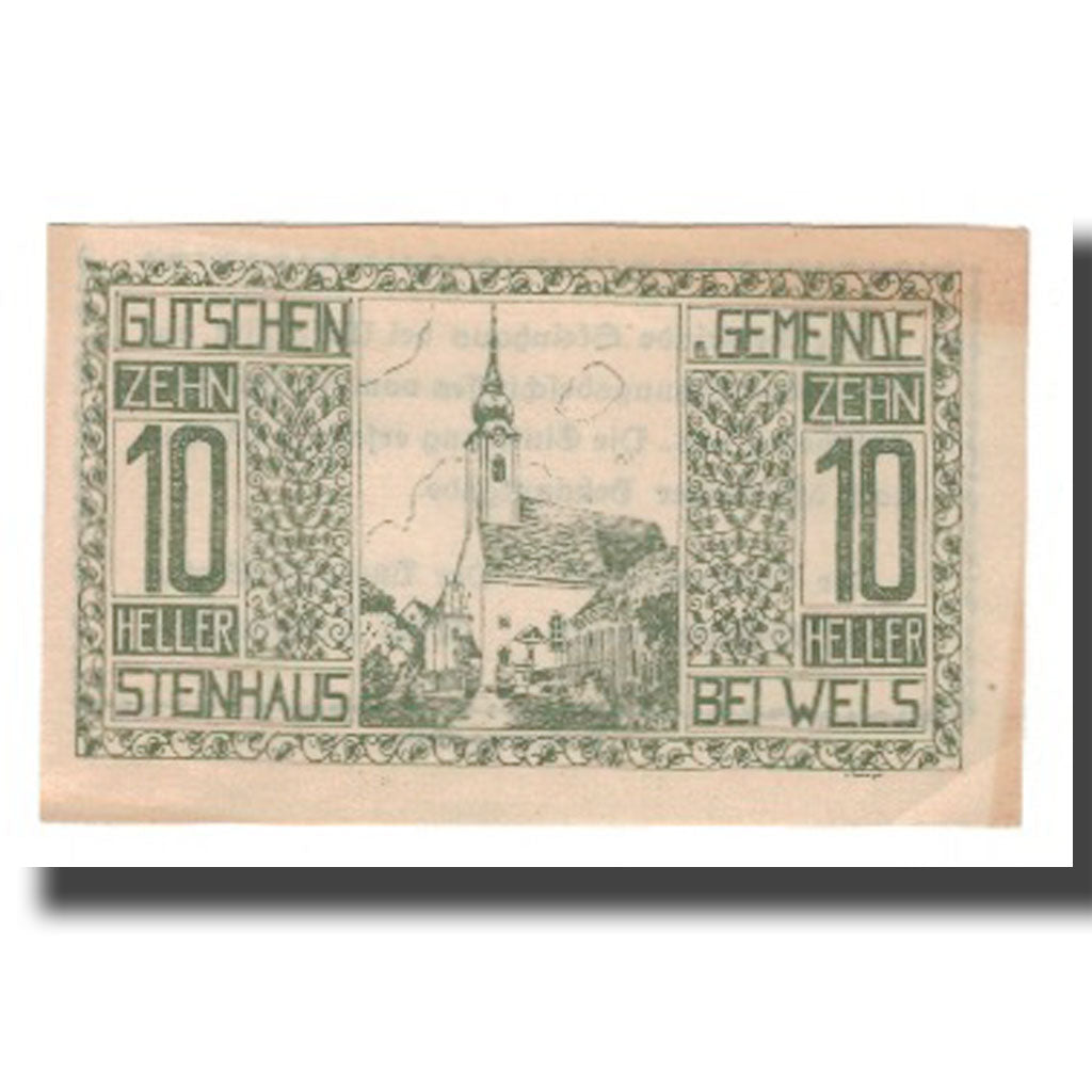 Geldschein, Österreich, Steinhaus Bei Wels O.Ö. Gemeinde, 10 Heller, Texte