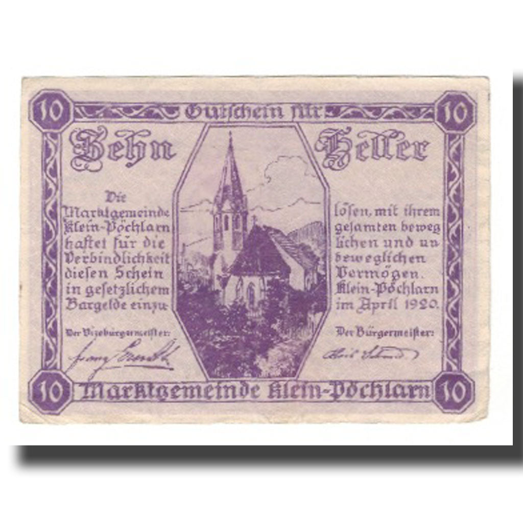 Geldschein, Österreich, Klein-Pöchlarn N.Ö. Marktgemeinde, 10 Heller