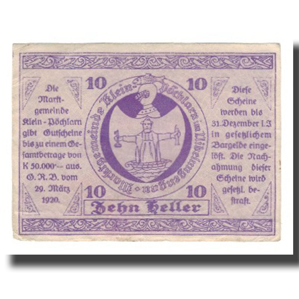 Geldschein, Österreich, Klein-Pöchlarn N.Ö. Marktgemeinde, 10 Heller