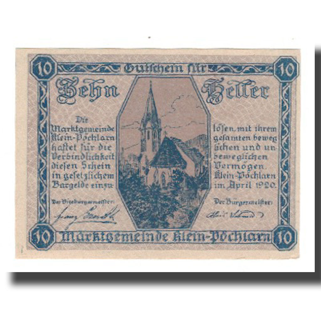 Geldschein, Österreich, Klein-Pöchlarn N.Ö. Marktgemeinde, 10 Heller