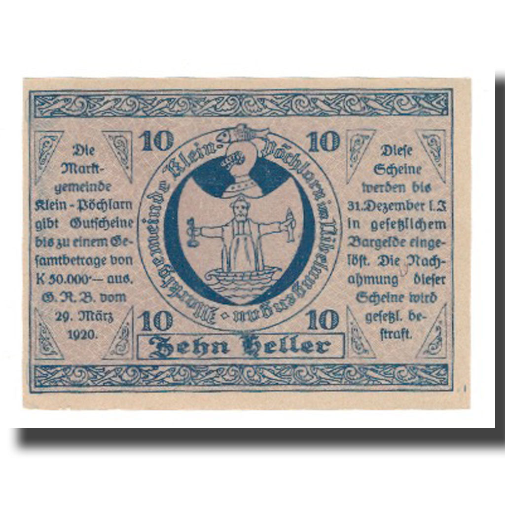Geldschein, Österreich, Klein-Pöchlarn N.Ö. Marktgemeinde, 10 Heller