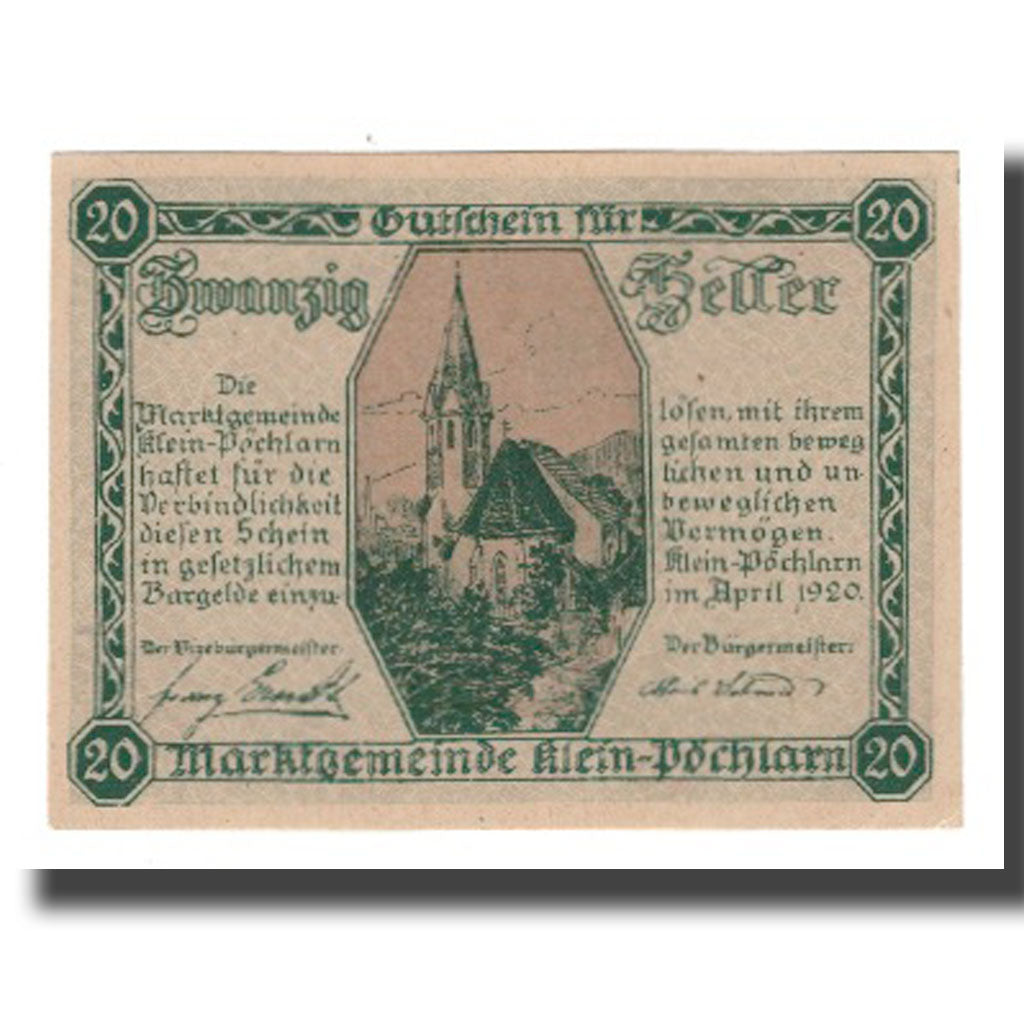 Banknot, Austria, Klein-Pöchlarn N.Ö. Marktgemeinde, 20 Heller, personnage 2