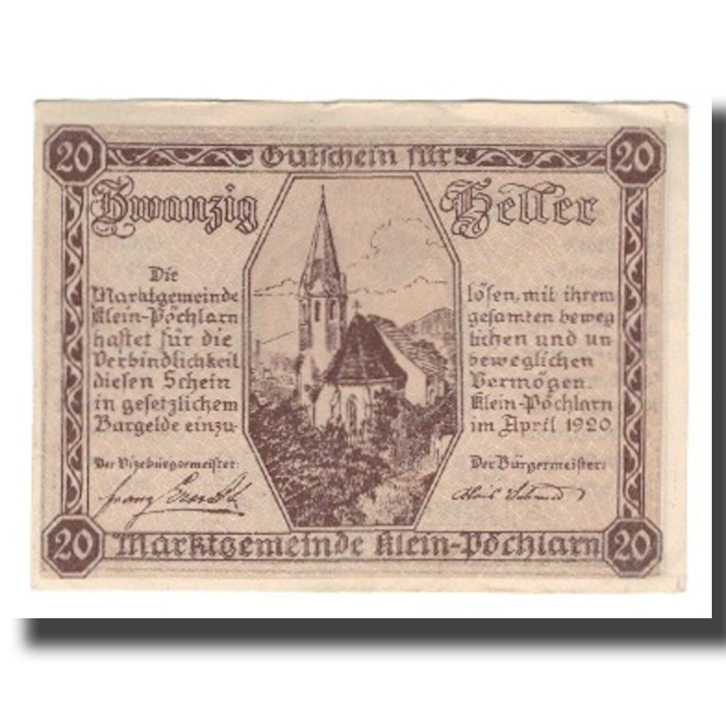Geldschein, Österreich, Klein-Pöchlarn N.Ö. Marktgemeinde, 20 Heller