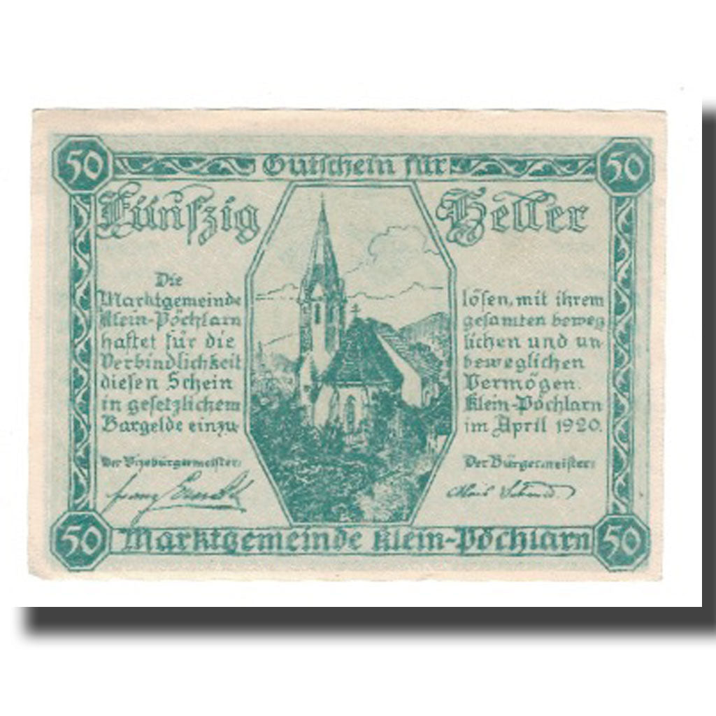Geldschein, Österreich, Klein-Pöchlarn N.Ö. Marktgemeinde, 50 Heller