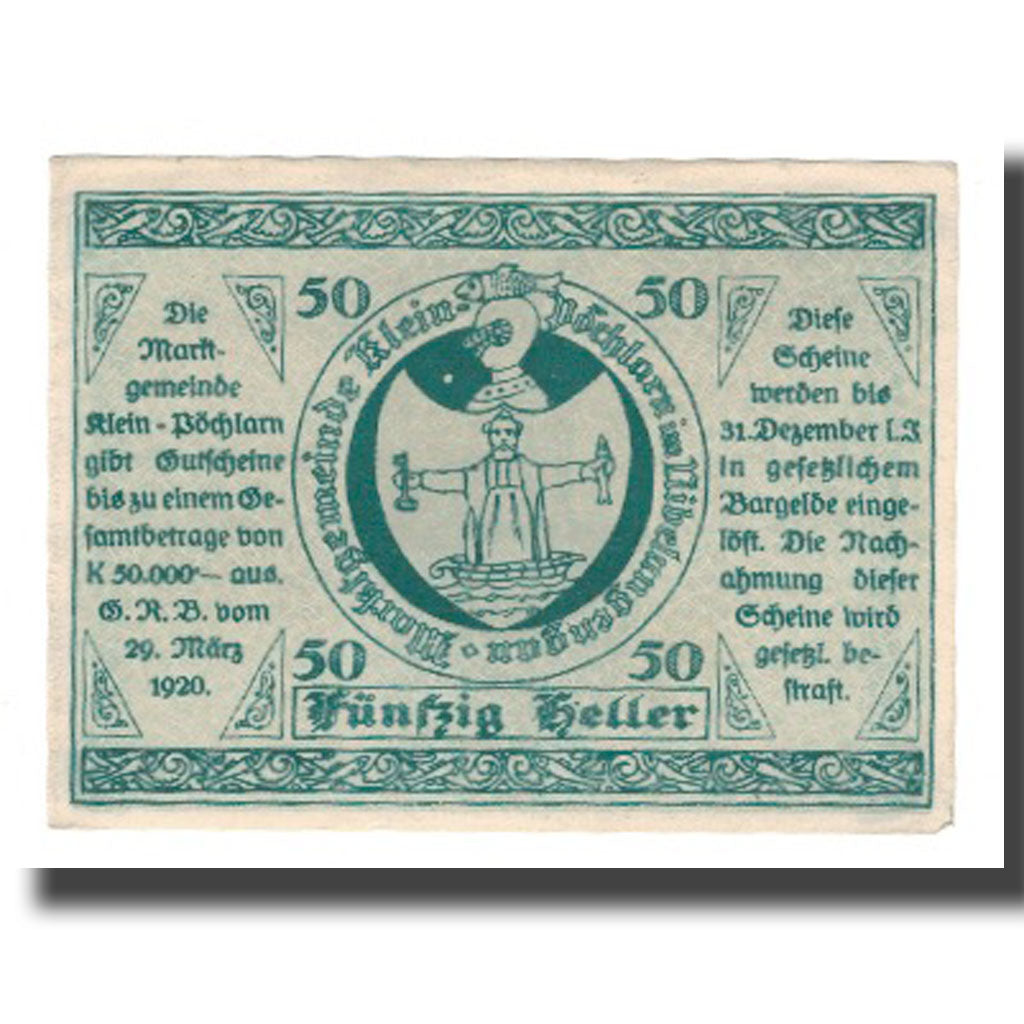 Geldschein, Österreich, Klein-Pöchlarn N.Ö. Marktgemeinde, 50 Heller