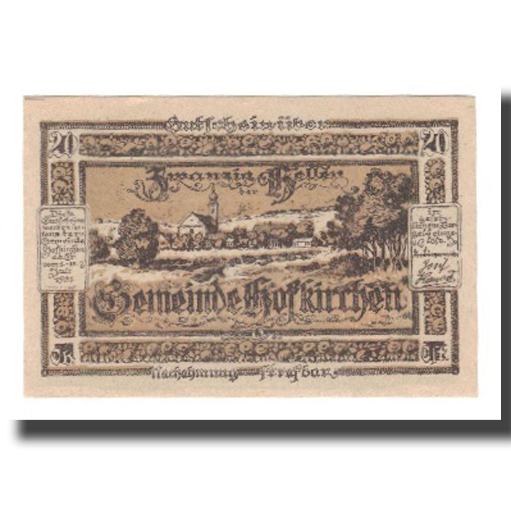 Geldschein, Österreich, Hofkirchen an der Trattnach O.Ö. Gemeinde, 20 Heller