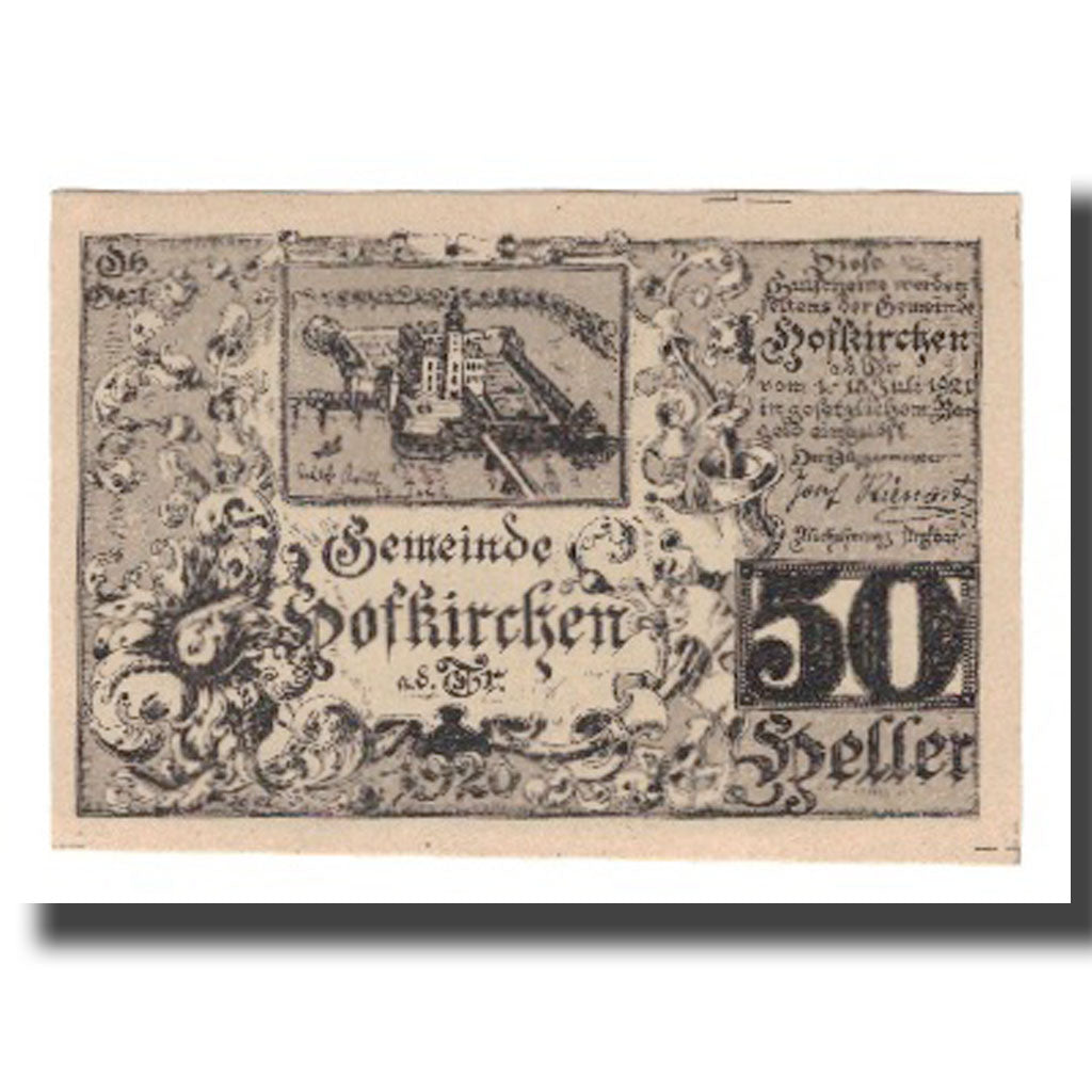 Geldschein, Österreich, Hofkirchen an der Trattnach O.Ö. Gemeinde, 50 Heller