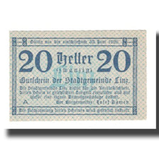 Banknote, Austria, Linz O.Ö. Stadtgemeinde, 20 Heller, texte 1, 1920