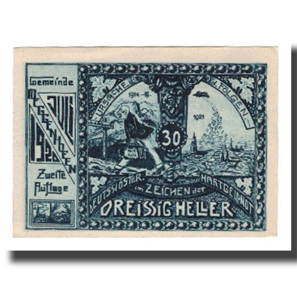 Banconote, Austria, Meggenhofen O.Ö. Gemeinde, 30 Heller, personnage, SPL-