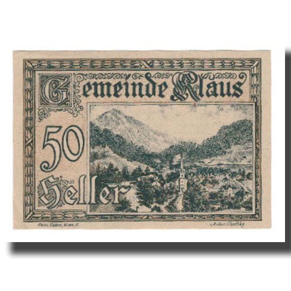 Banknot, Austria, Klaus O.Ö. Gemeinde, 50 Heller, Texte 6, 1920, 1920-03-27
