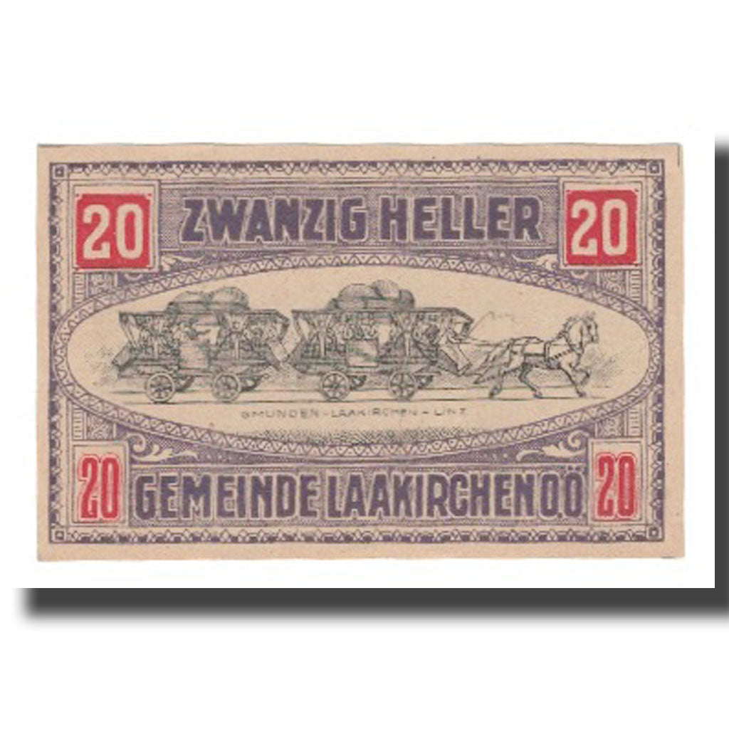 Banknot, Austria, Laakirchen O.Ö. Gemeinde, 20 Heller, Diligence, 1920
