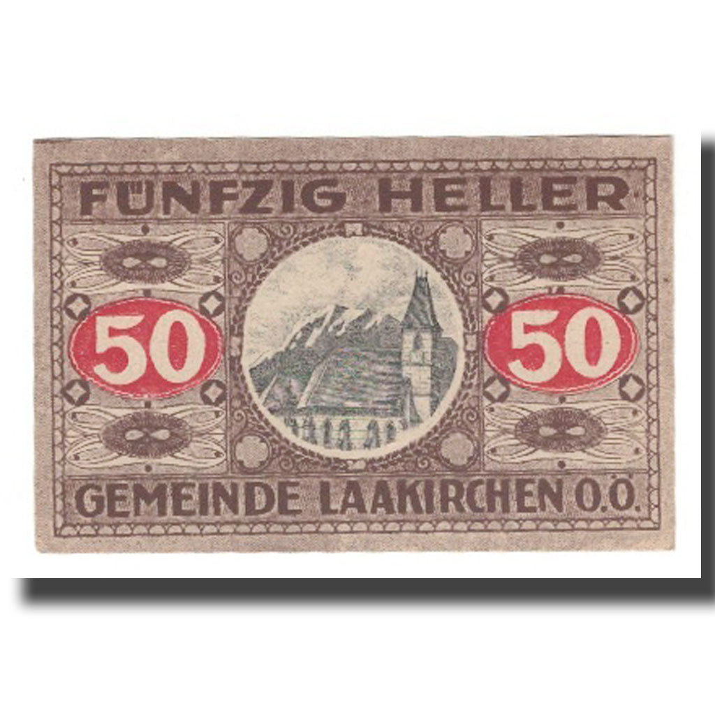 Banconote, Austria, Laakirchen O.Ö. Gemeinde, 50 Heller, montagne, 1920