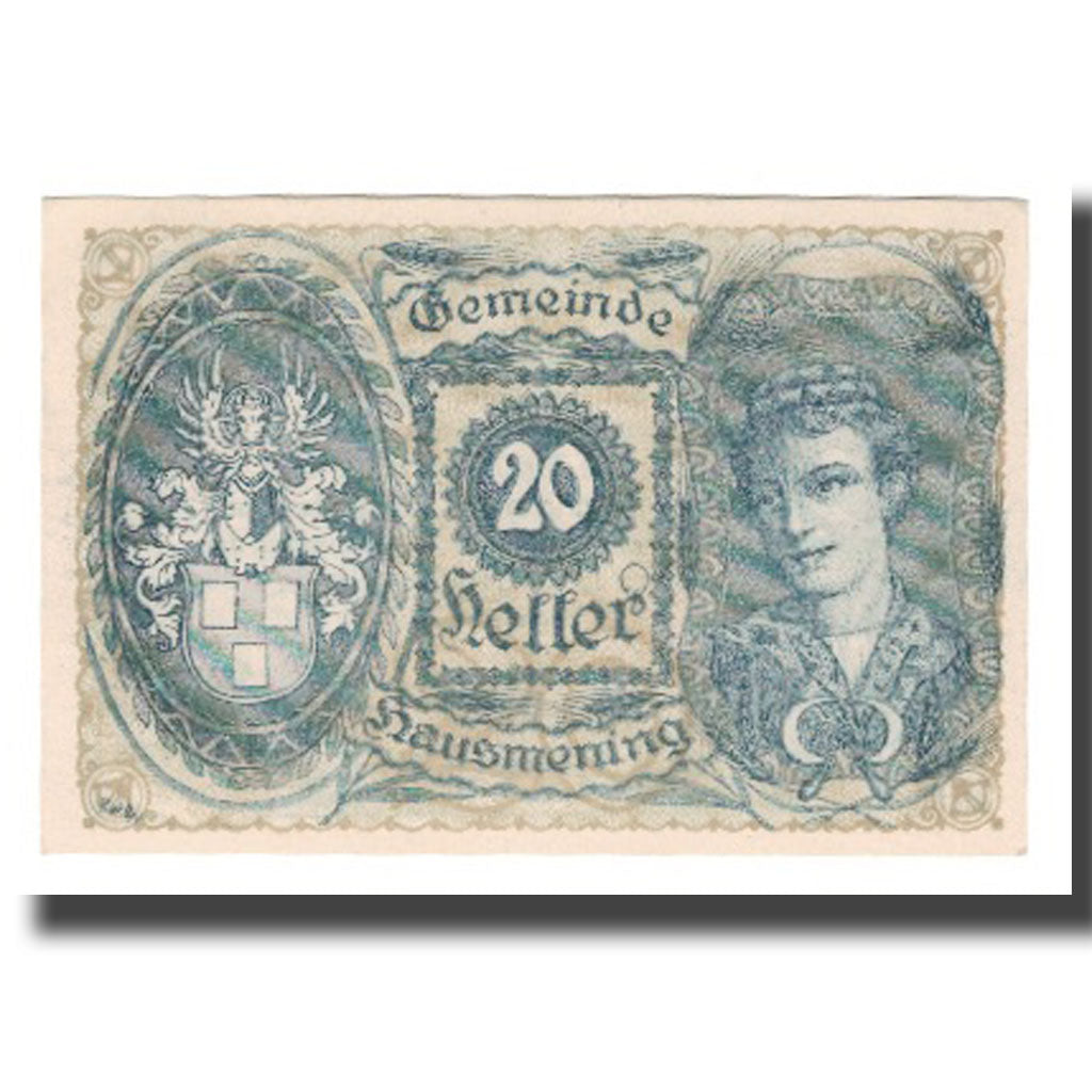 Banknot, Austria, Hausmening N.Ö. Gemeinde, 20 Heller, texte 1, 1920