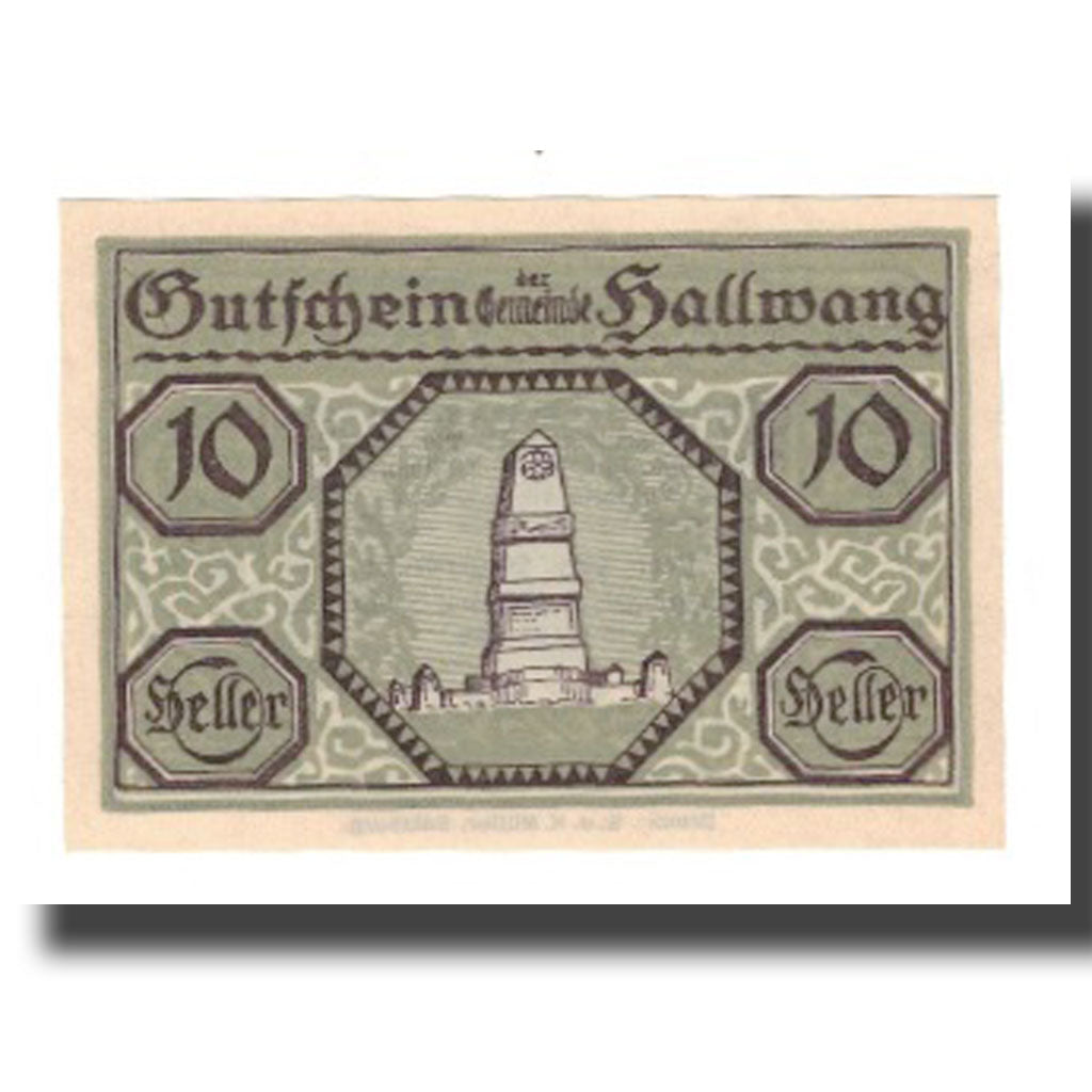 Banknot, Austria, Hallwang Sbg. Gemeinde, 10 Heller, Texte, 1920, 1920-10-01