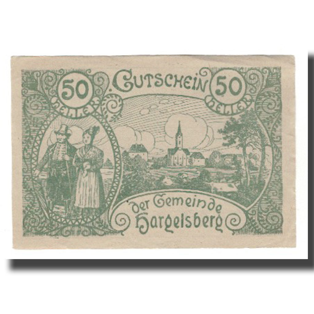 Banknot, Austria, Hargelsberg O.Ö. Gemeinde, 50 Heller, Texte 2, 1920