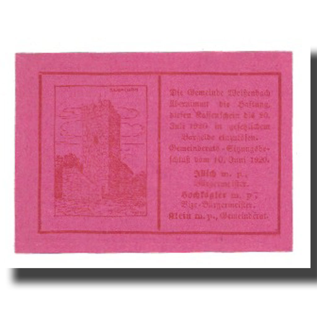 Banconote, Austria, Weissenbach bei Mödling N.Ö. Gemeinde, 20 Heller, texte 1