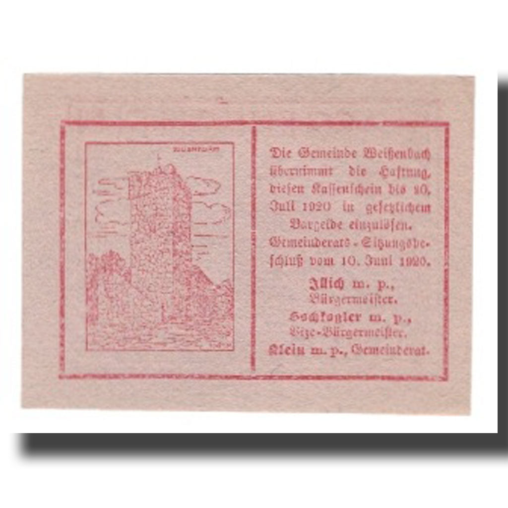 Banknot, Austria, Weissenbach bei Mödling N.Ö. Gemeinde, 20 Heller, Texte 4