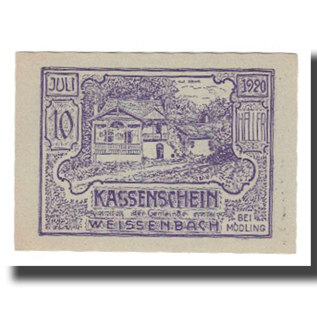Geldschein, Österreich, Weissenbach bei Mödling N.Ö. Gemeinde, 10 Heller