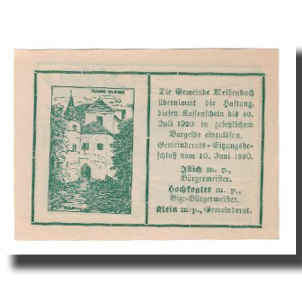 Banknot, Austria, Weissenbach bei Mödling N.Ö. Gemeinde, 50 Heller, Texte 6