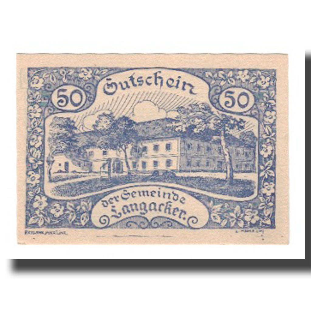 Billet, Autriche, Langacker bei Perg O.Ö. Gemeinde, 50 Heller, Texte  5, 1920