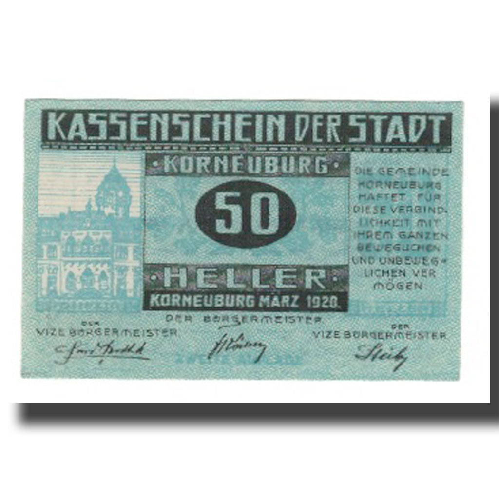 Banknote, Austria, Korneuburg N.Ö. Stadt, 50 Heller, texte 1, 1920, 1920-12-31