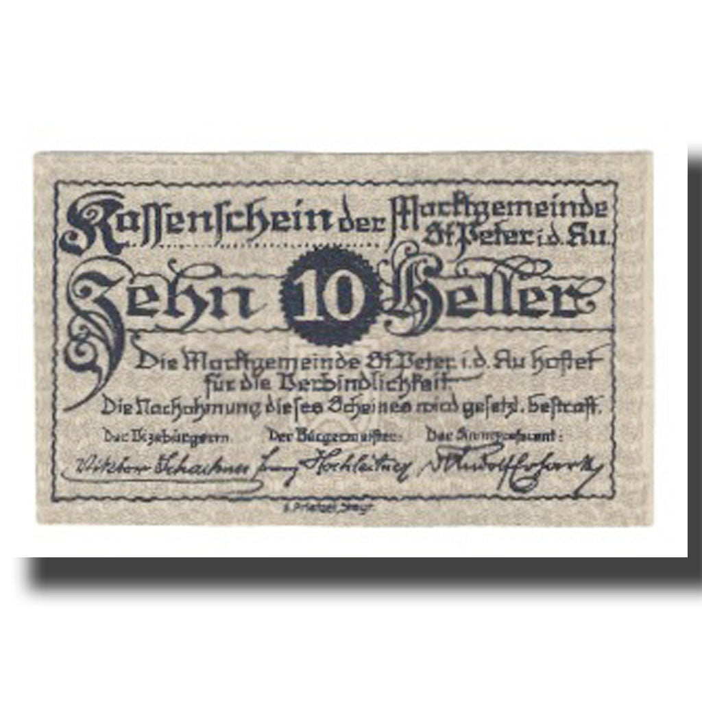 Geldschein, Österreich, St. Peter in der Au N.Ö. Marktgemeinde, 10 Heller