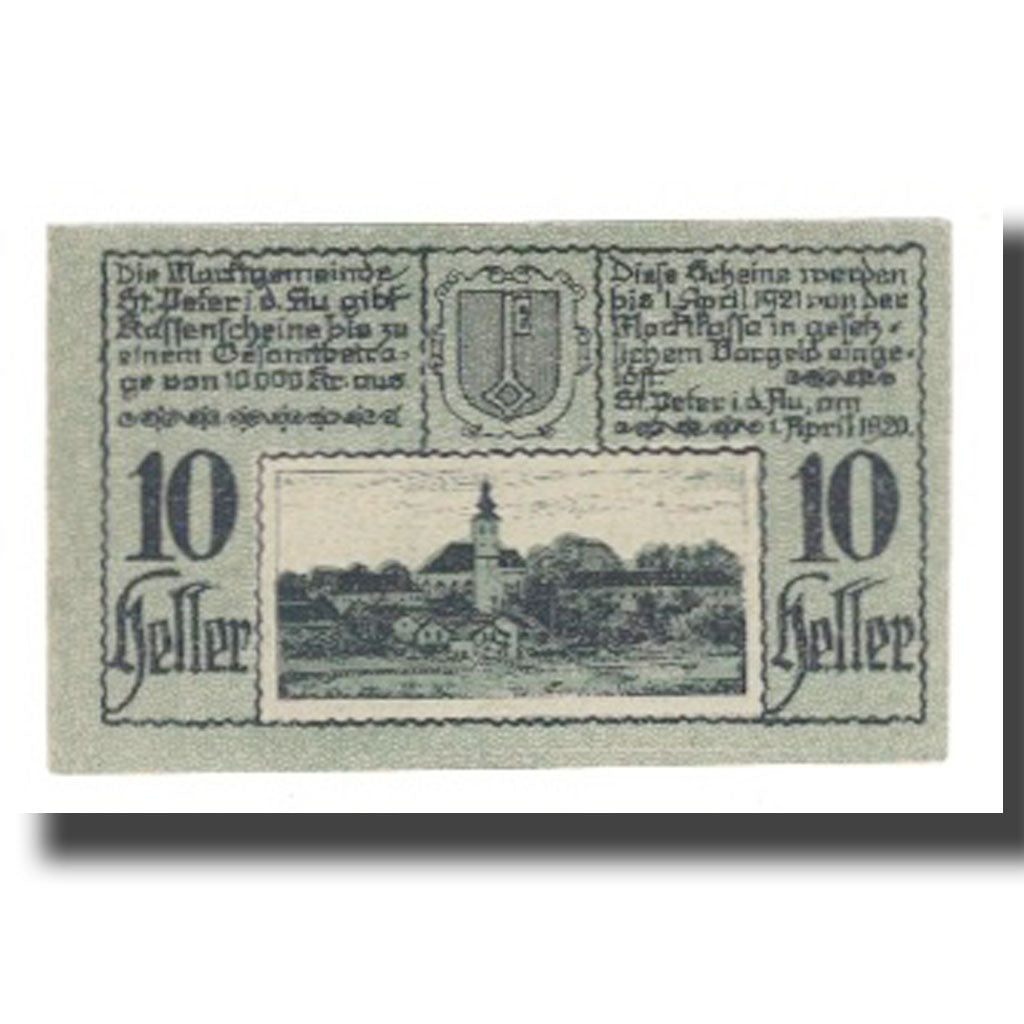 Geldschein, Österreich, St. Peter in der Au N.Ö. Marktgemeinde, 10 Heller