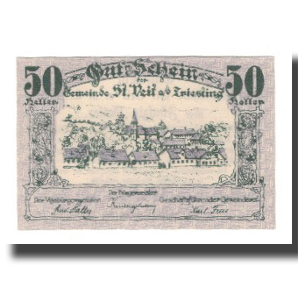 Banknote, Austria, St. Veit an der Triesting N.Ö. Gemeinde, 50 Heller, Texte 2