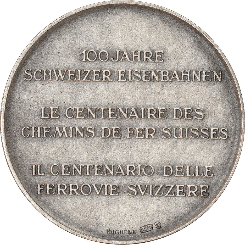 Switzerland, Medal, Centenaire des Chemins de Fer Suisses, Railway, 1947