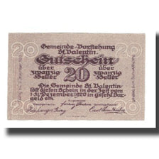 Banknot, Austria, St. Valentin N.Ö. Gemeinde, 20 Heller, batiment 1, 1920