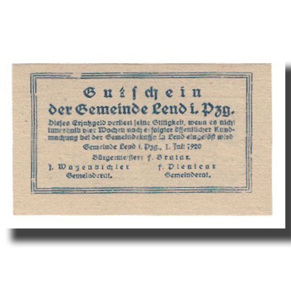 Geldschein, Österreich, Lend Sbg. Gemeinde, 50 Heller, texte 1, 1920, VZ