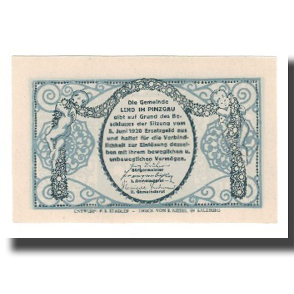 Banknote, Austria, Lend Sbg. Gemeinde, 20 Heller, Cherubins, 1920, AU(55-58)