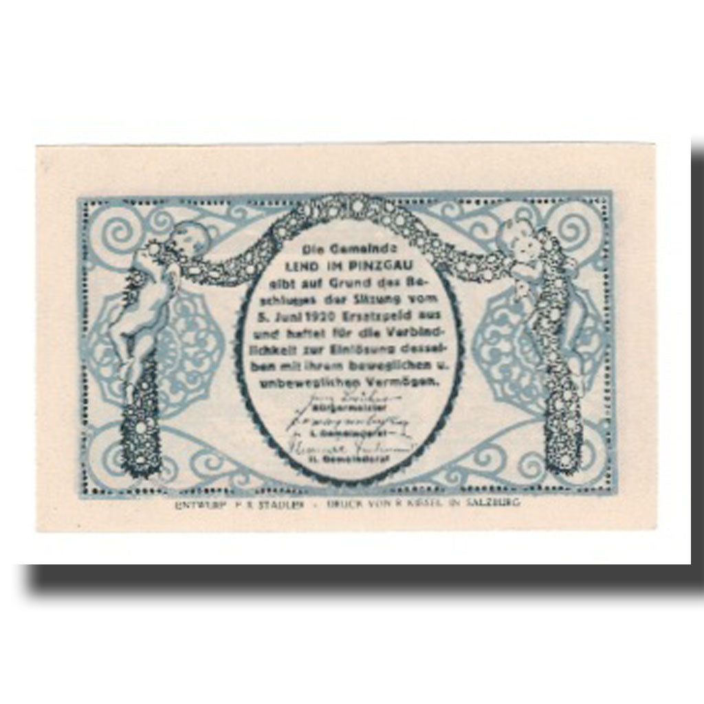 Banknote, Austria, Lend Sbg. Gemeinde, 80 Heller, Cherubins 3, 1920, AU(55-58)