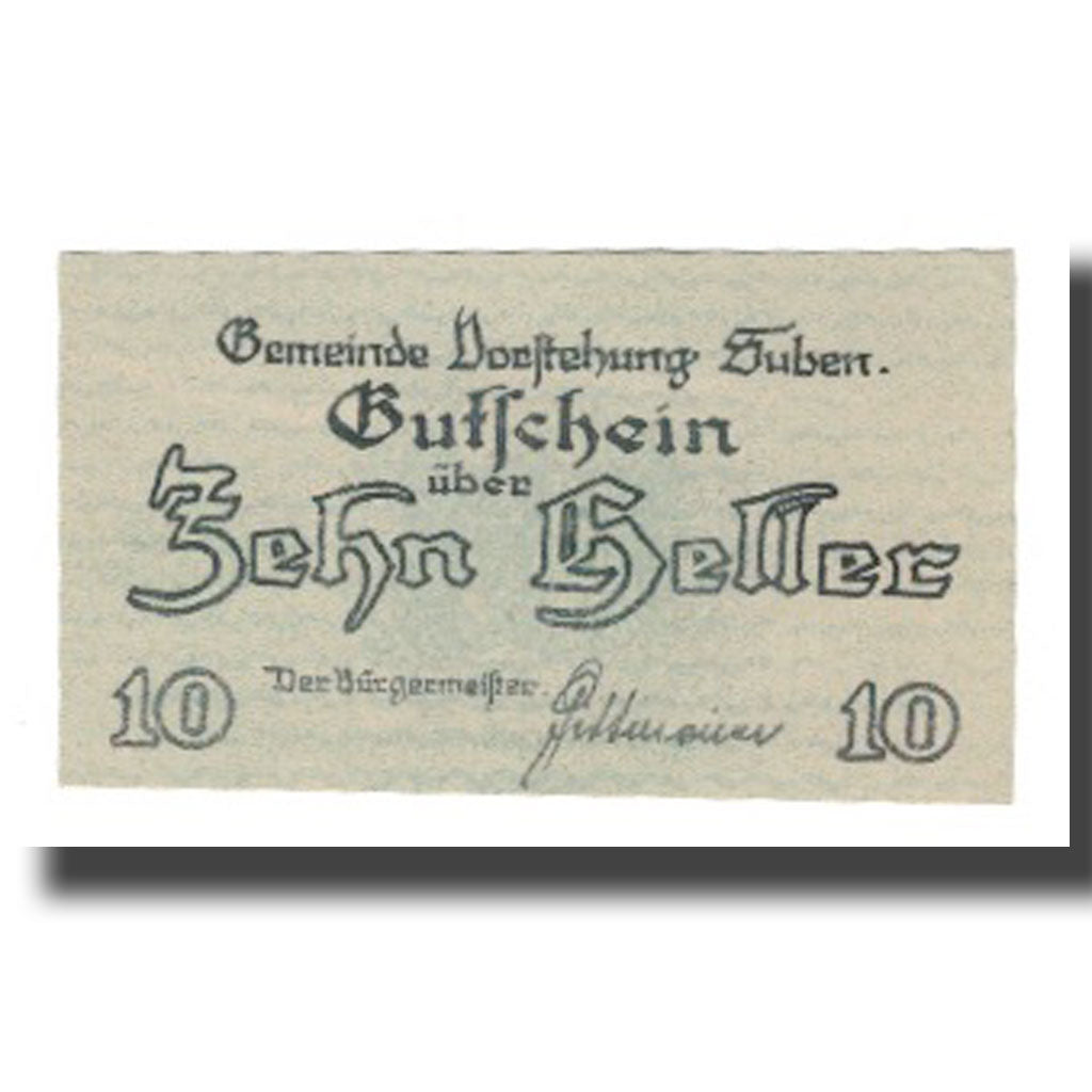 Geldschein, Österreich, Suben O.Ö. Gemeinde Vorstehung, 10 Heller, valeur