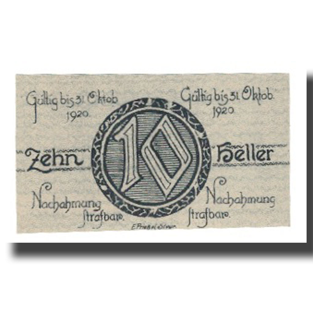 Geldschein, Österreich, Suben O.Ö. Gemeinde Vorstehung, 10 Heller, valeur