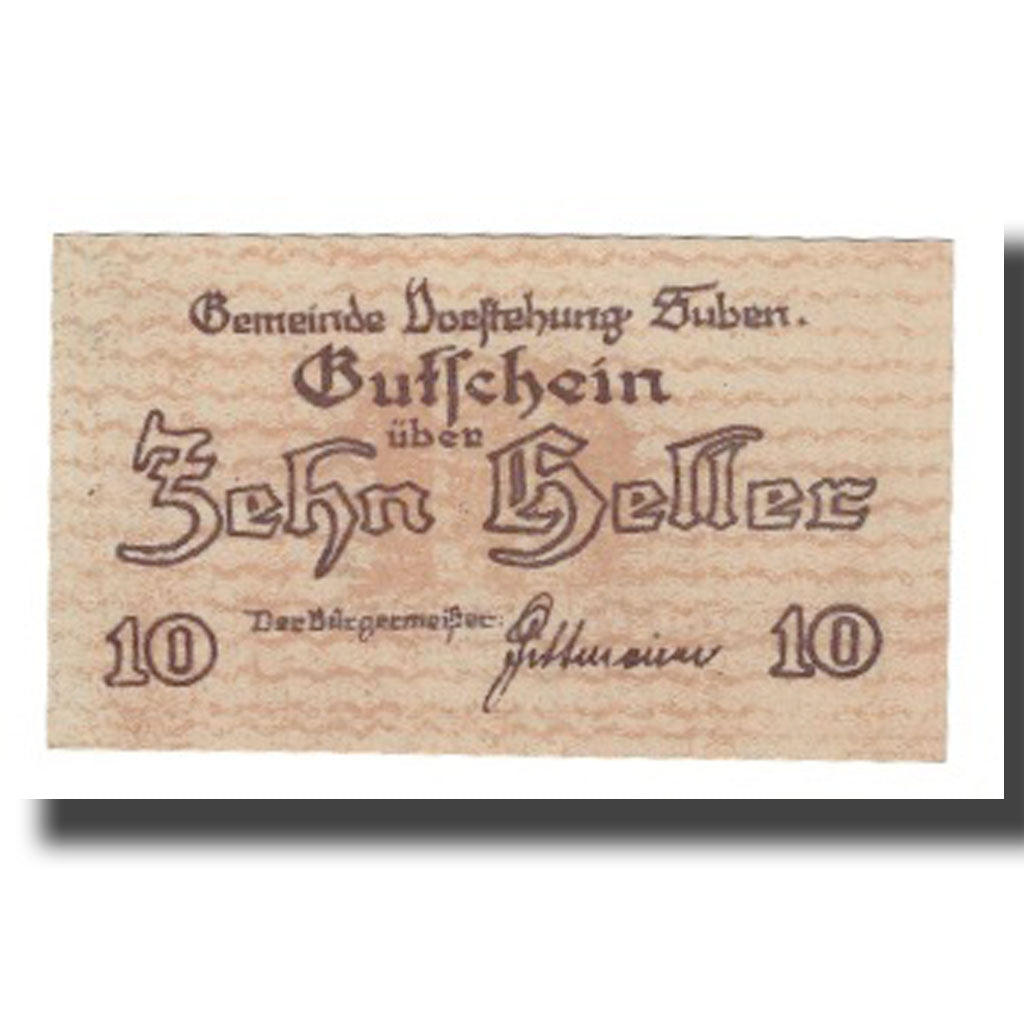 Banknote, Austria, Suben O.Ö. Gemeinde Vorstehung, 10 Heller, valeur faciale 1