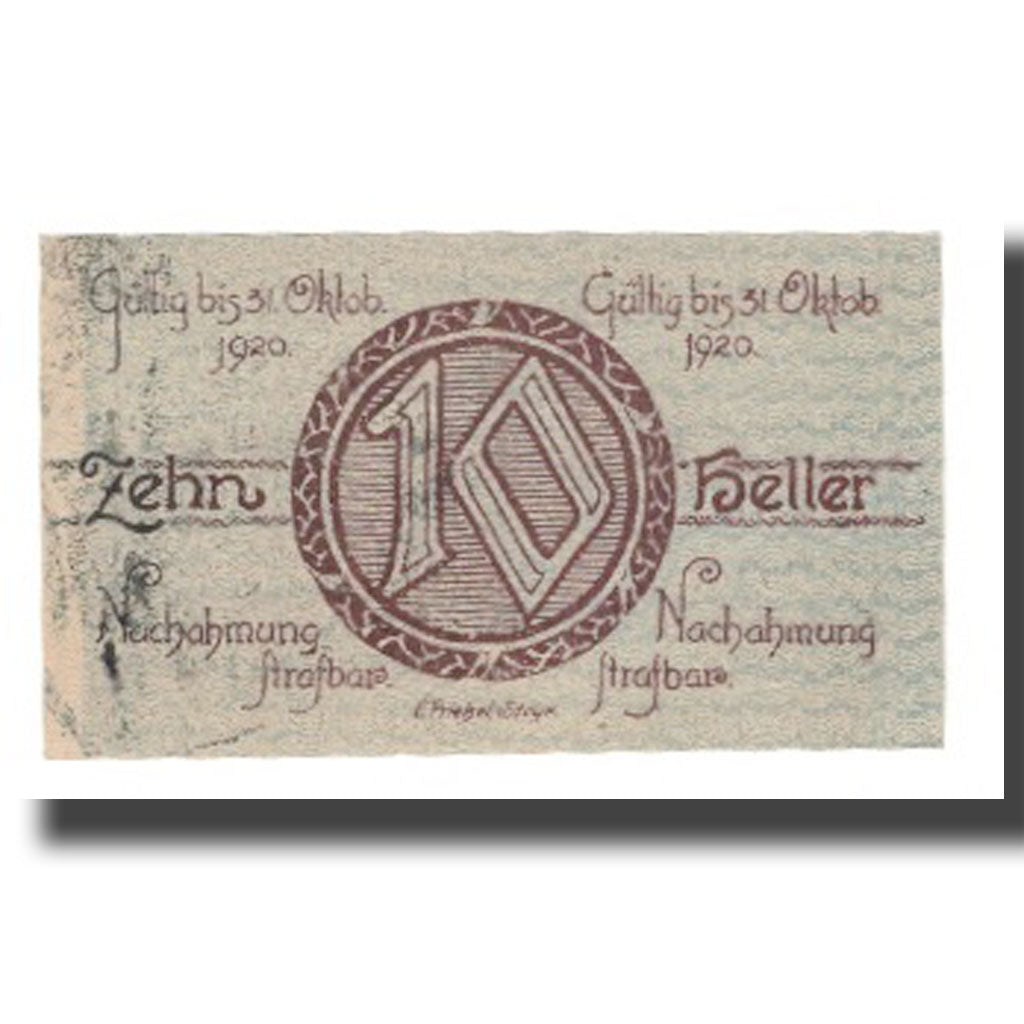 Banknote, Austria, Suben O.Ö. Gemeinde Vorstehung, 10 Heller, valeur faciale 1
