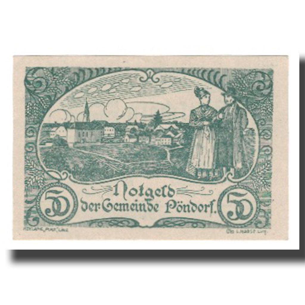 Banknot, Austria, Pöndorf O.Ö. Gemeinde, 50 Heller, Texte 3, 1920, Undated