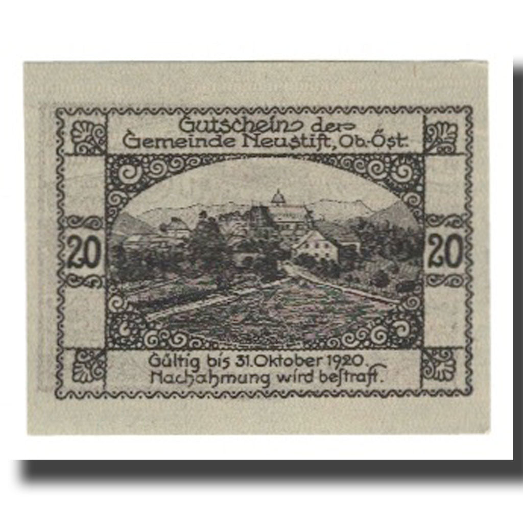 Banconote, Austria, Neustift O.Ö. Gemeinde, 20 Heller, paysage 1, 1920