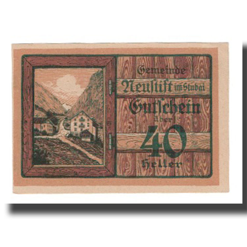 Banknote, Austria, Neustift im Stubaital Tirol Gemeinde, 40 Heller, Texte, 1920