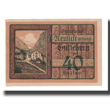 Banknote, Austria, Neustift im Stubaital Tirol Gemeinde, 40 Heller, Texte, 1920